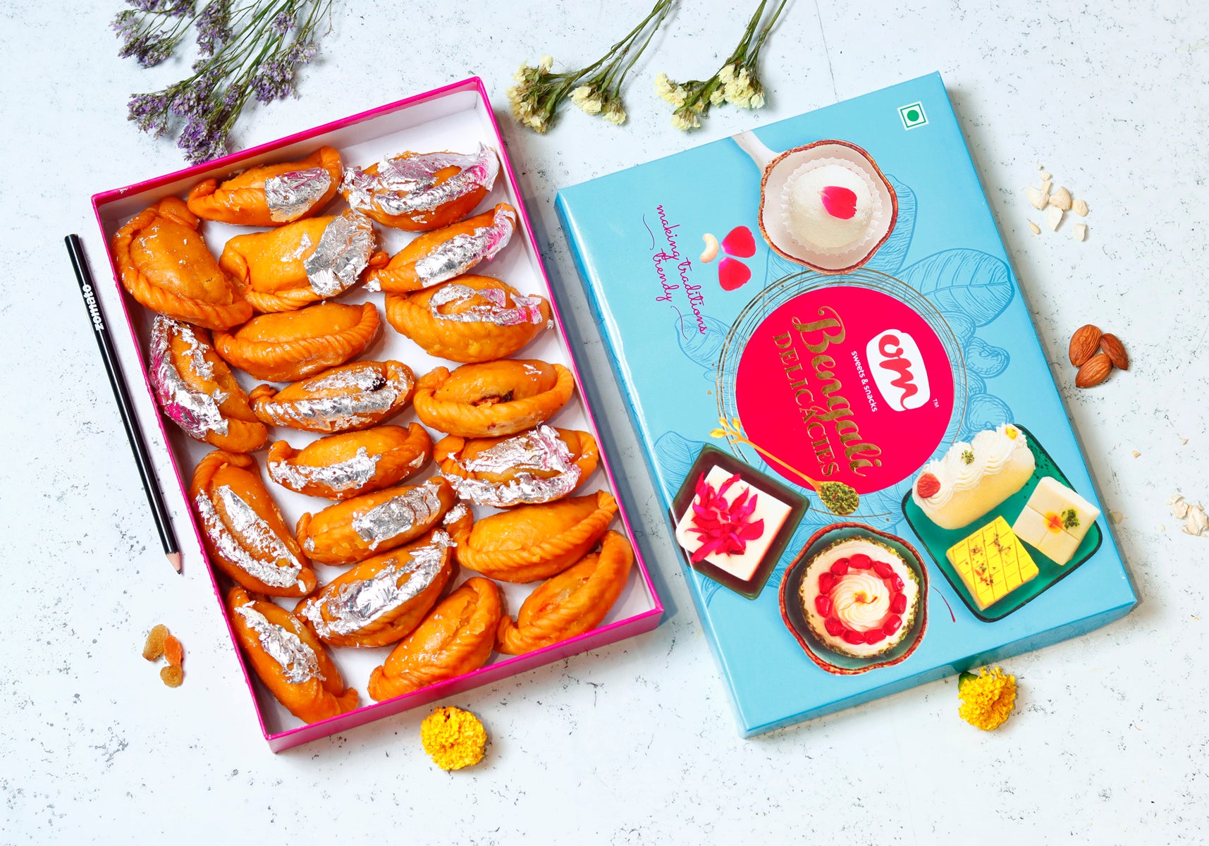 Om Sweets & Snacks Kesar Gujiya - 500 gms