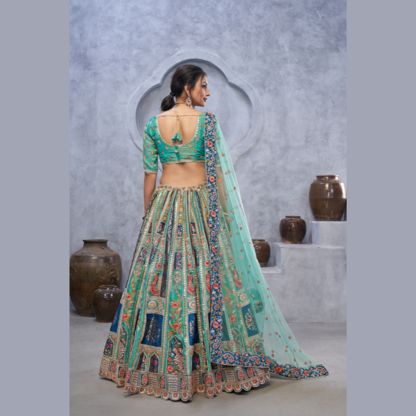 Special Graceful Green Lenega embedded by Thread and Sequin Embellished Lehengas | Ready To Wear