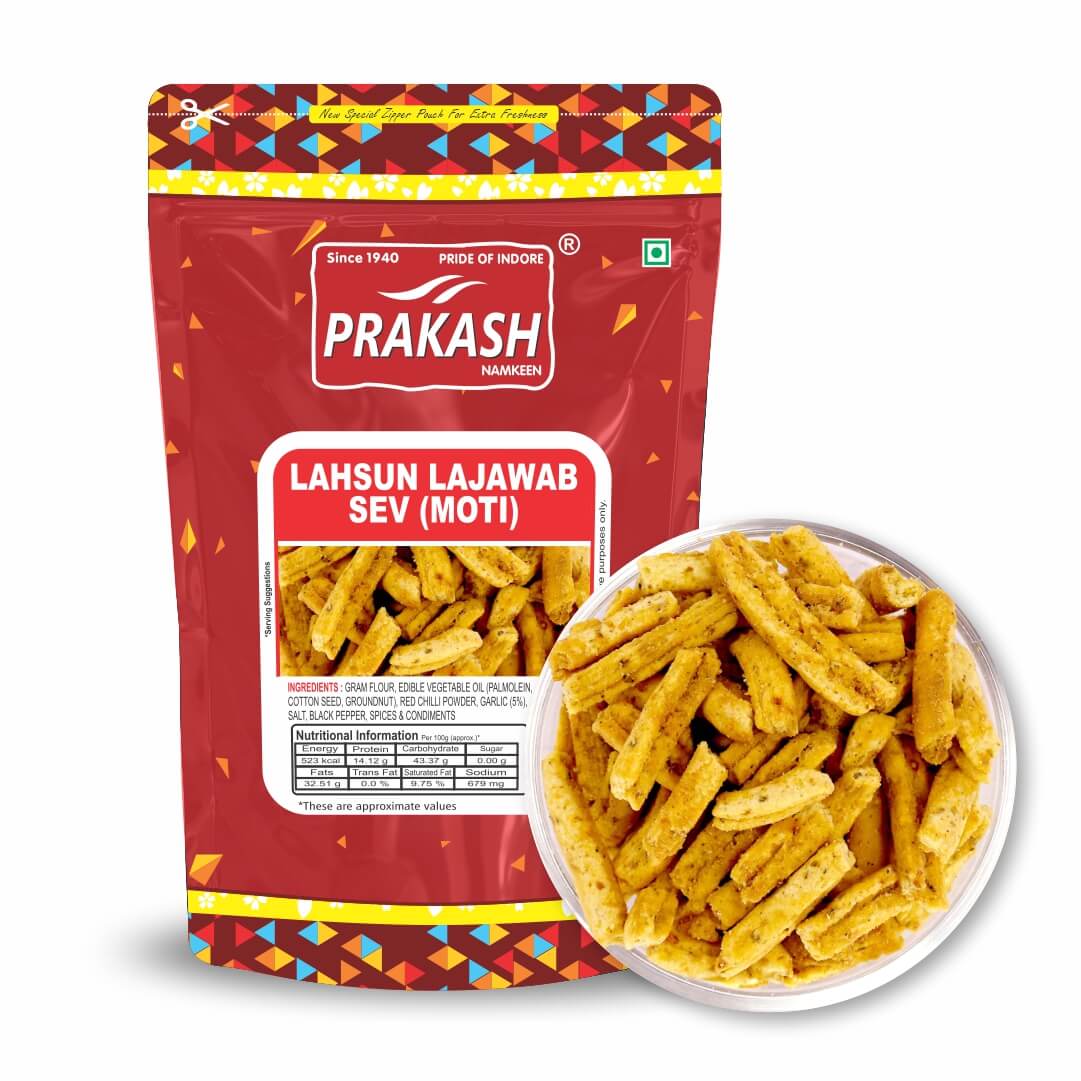 Prakash Namkeen Lahsun Lajawab Sev (moti) - 250 gms