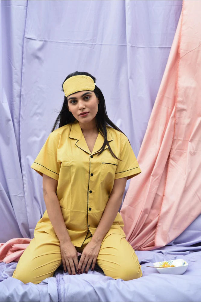 Latest Mustard Cotton Notched Collar | Ready to Wear