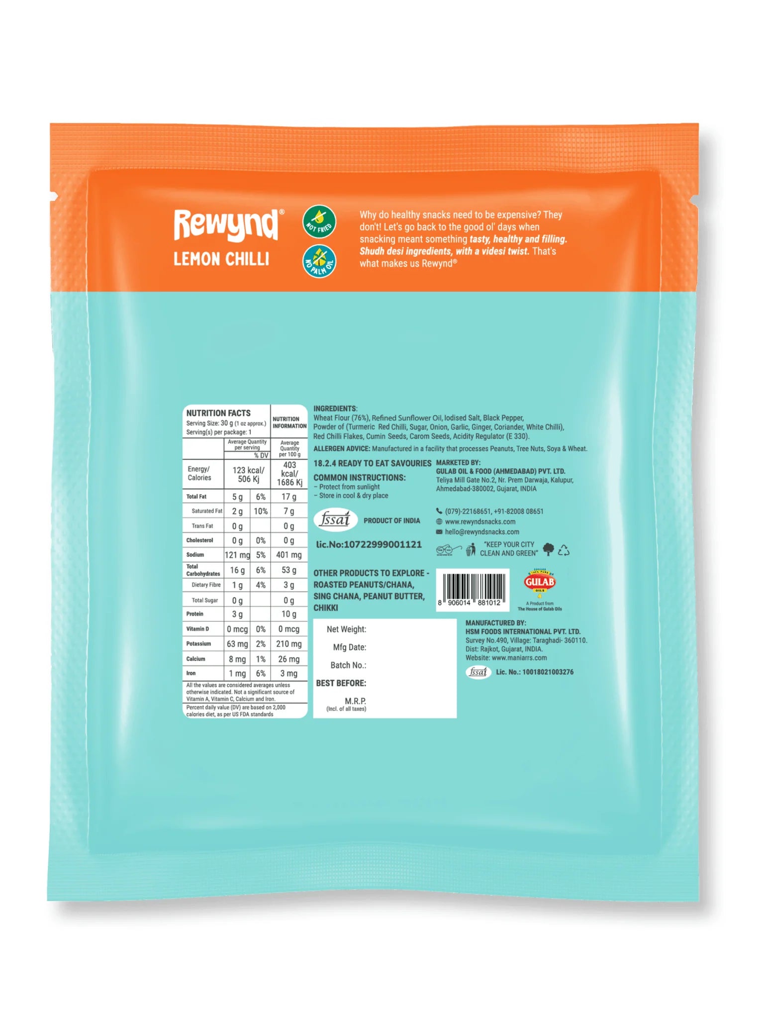 Rewynd Lemon Chilli Khakhra - 40 gms