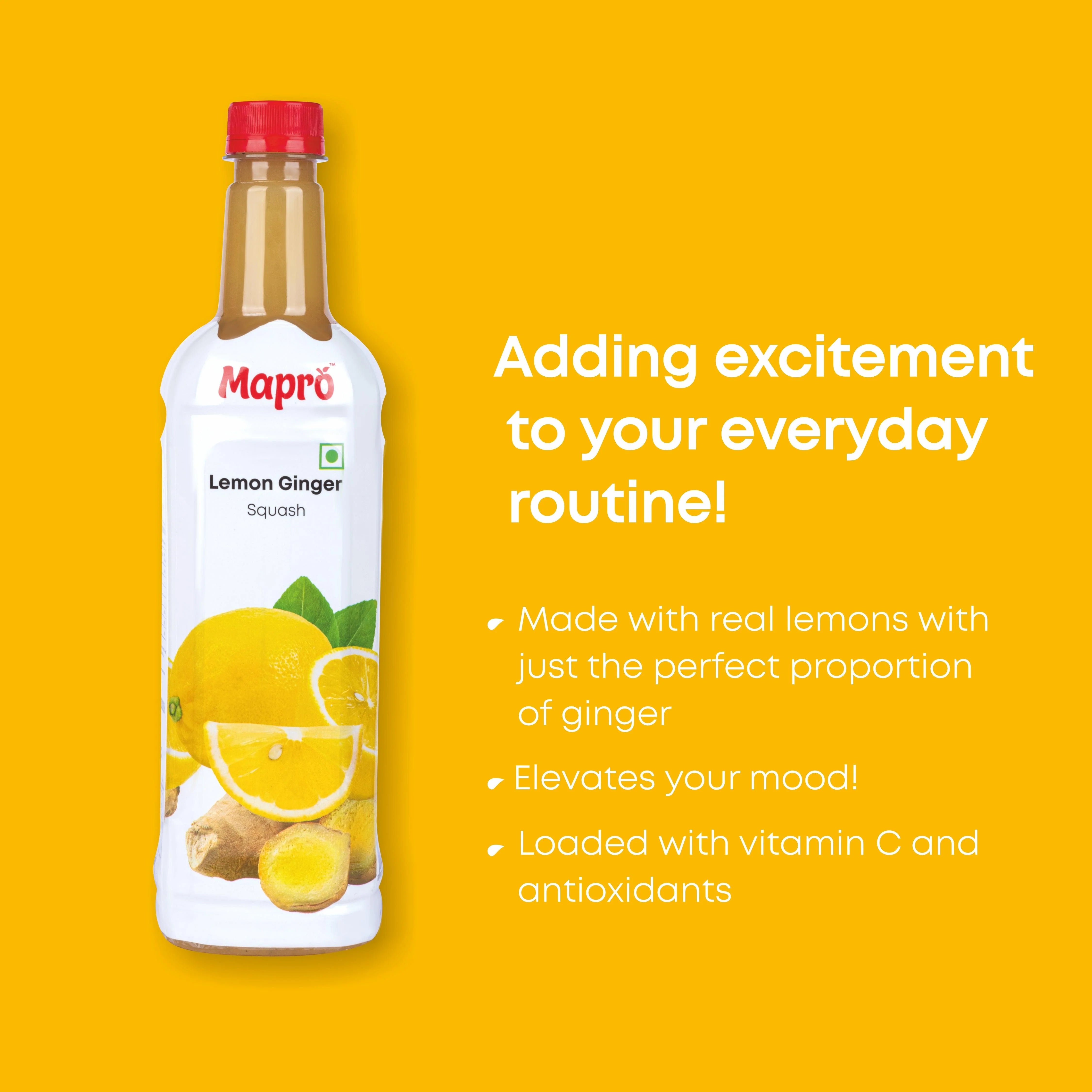 Mapro Lemon Ginger Squash - 750 ml