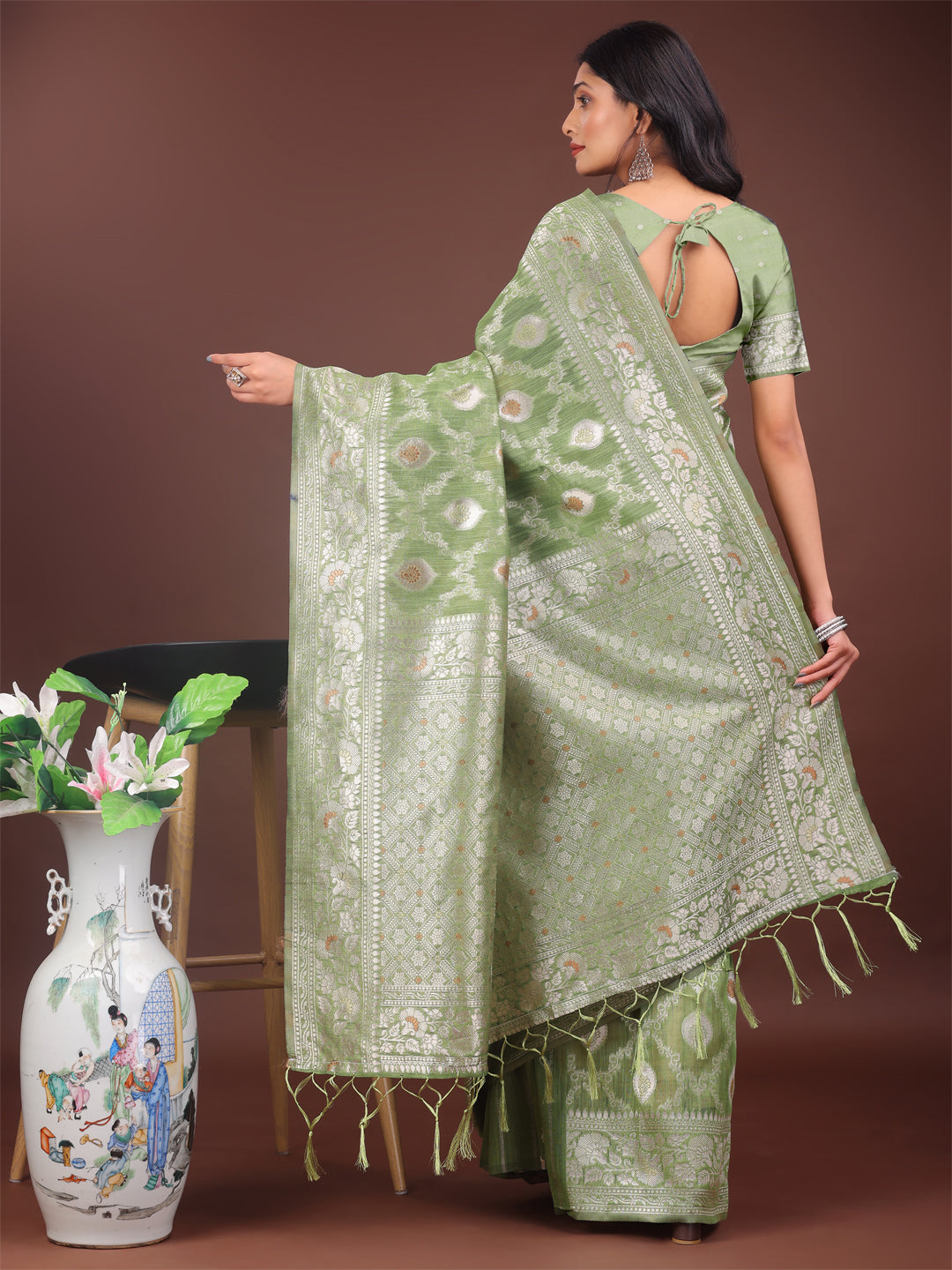 Baag-e-Bahar Linen Cotton Drapes Sarees Collection | Ready To Wear SKU- ASZAR1001 to 06