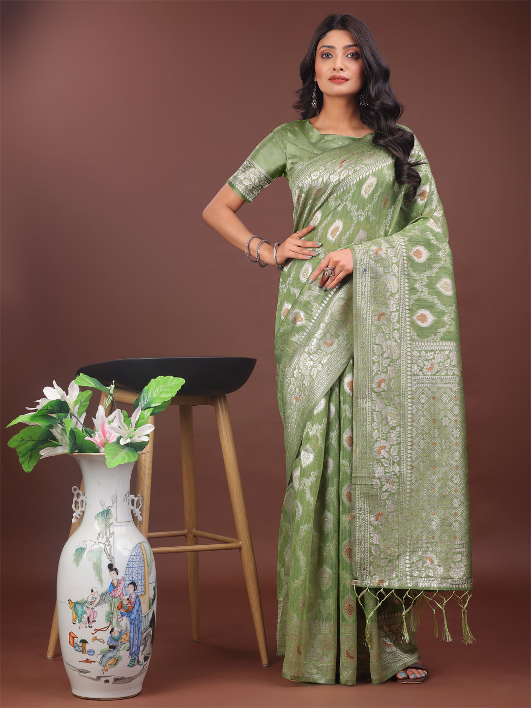 Baag-e-Bahar Linen Cotton Drapes Sarees Collection | Ready To Wear SKU- ASZAR1001 to 06