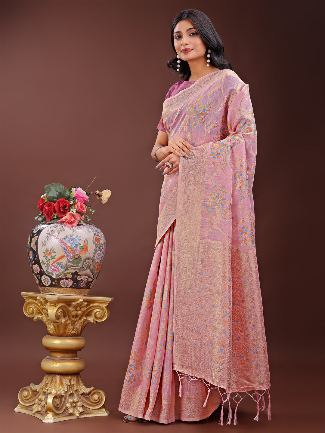 Culture Couture Saree | Light Pink Color | Ready To Wear SKU-ASNAZ1003
