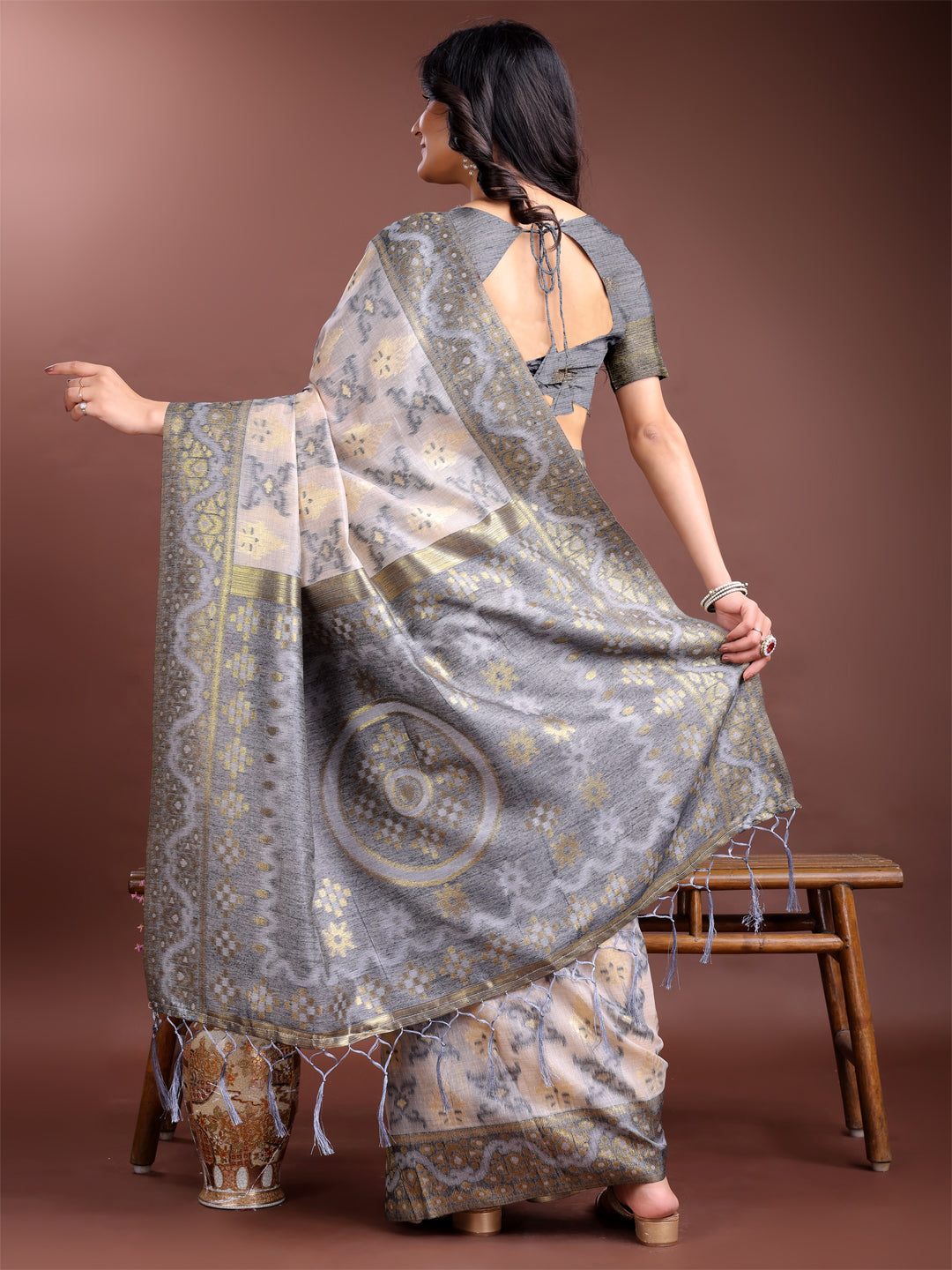 Panchtatva Linen Cotton Drapes Sarees Collection | Ready To Wear SKU - ASLIN7001 to 06