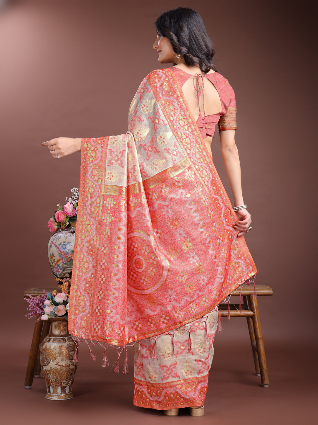 Panchtatva Linen Cotton Drapes Sarees Collection | Ready To Wear SKU - ASLIN7001 to 06
