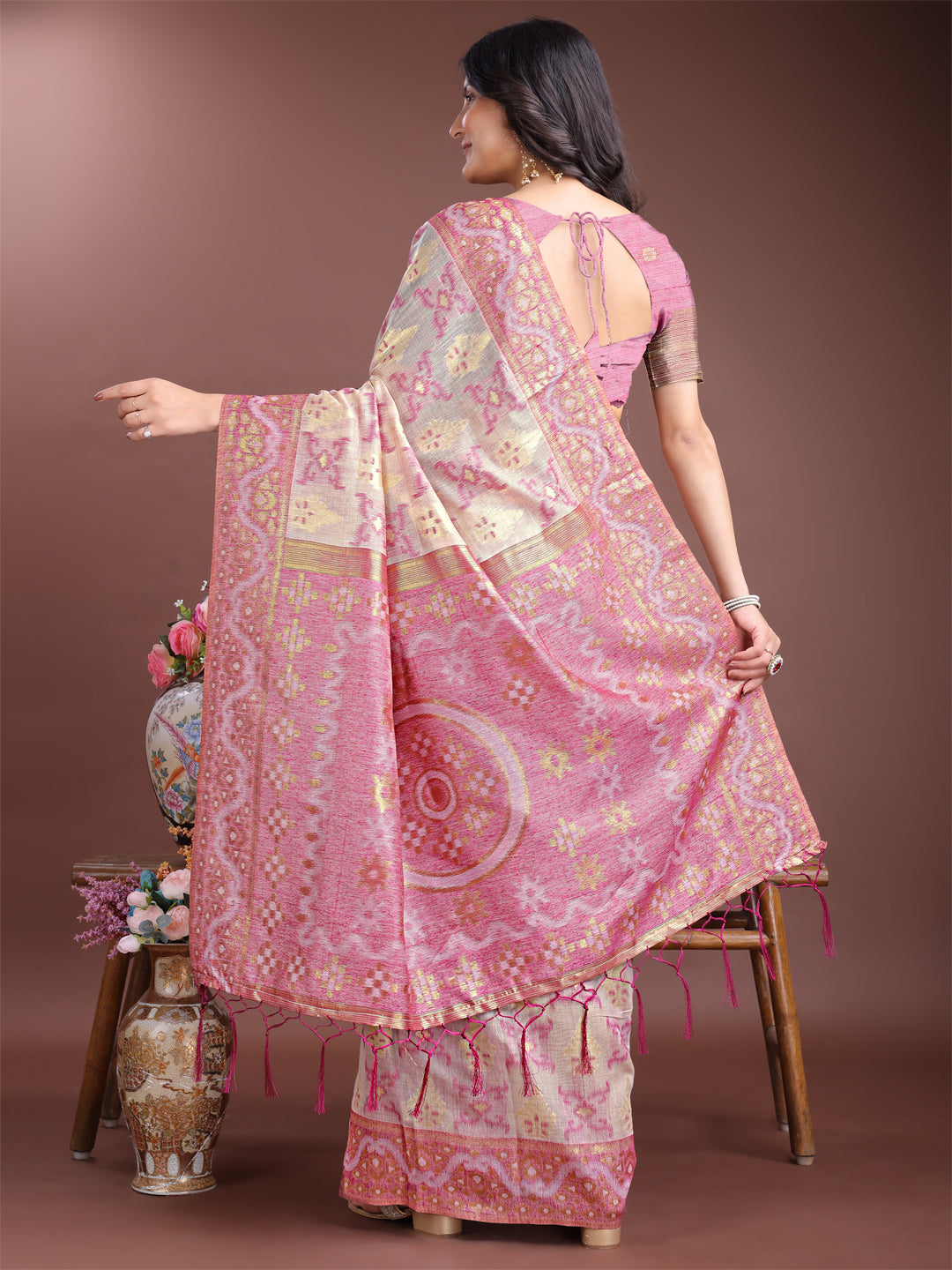 Panchtatva Linen Cotton Drapes Sarees Collection | Ready To Wear SKU - ASLIN7001 to 06