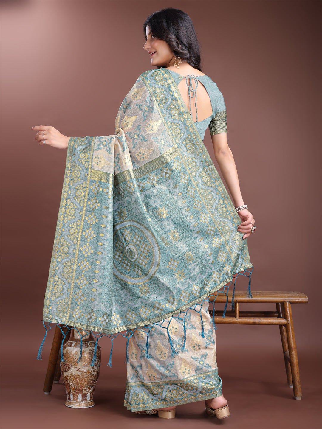 Panchtatva Linen Cotton Drapes Sarees Collection | Ready To Wear SKU - ASLIN7001 to 06