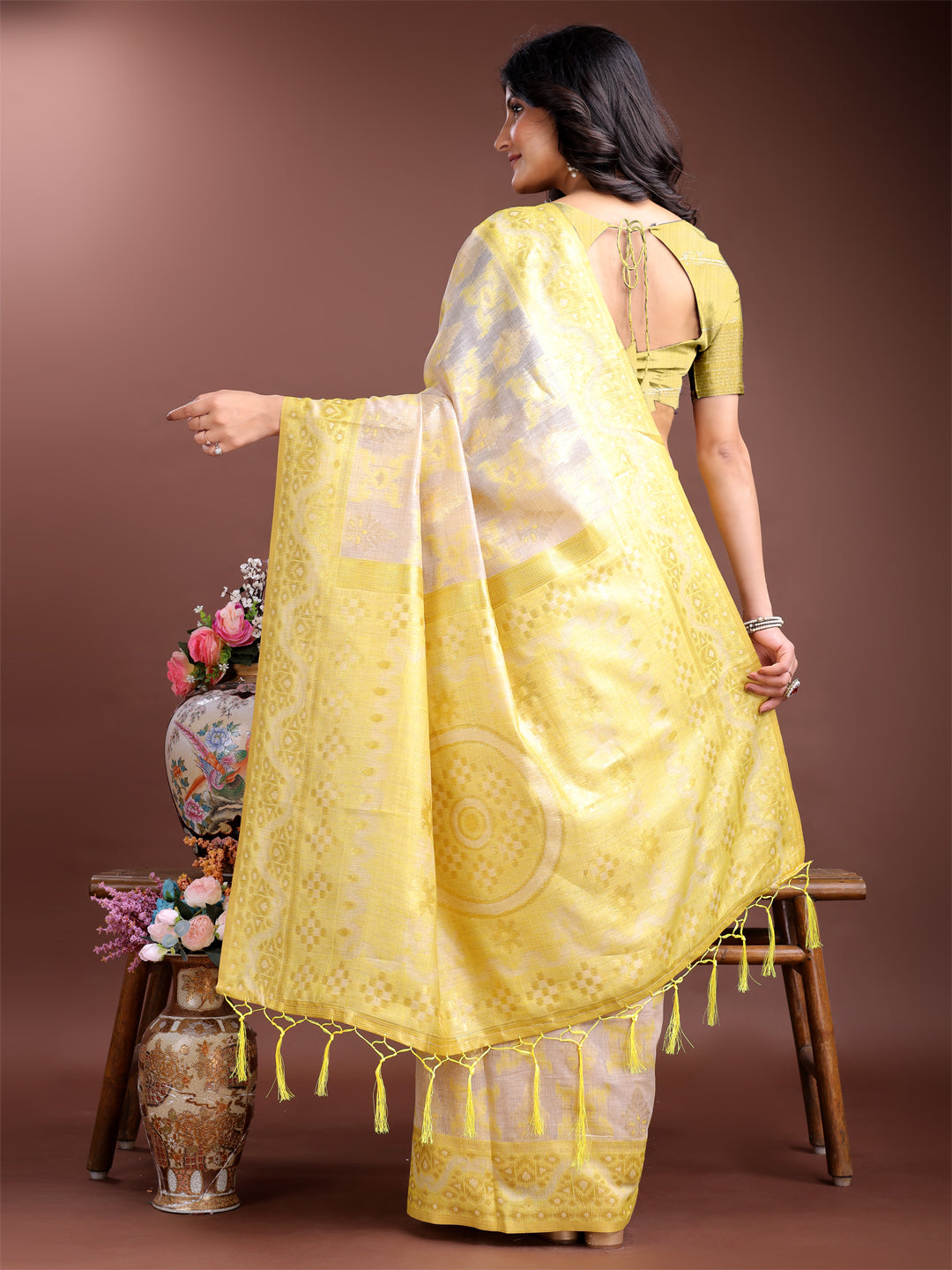 Panchtatva Linen Cotton Drapes Sarees Collection | Ready To Wear SKU - ASLIN7001 to 06