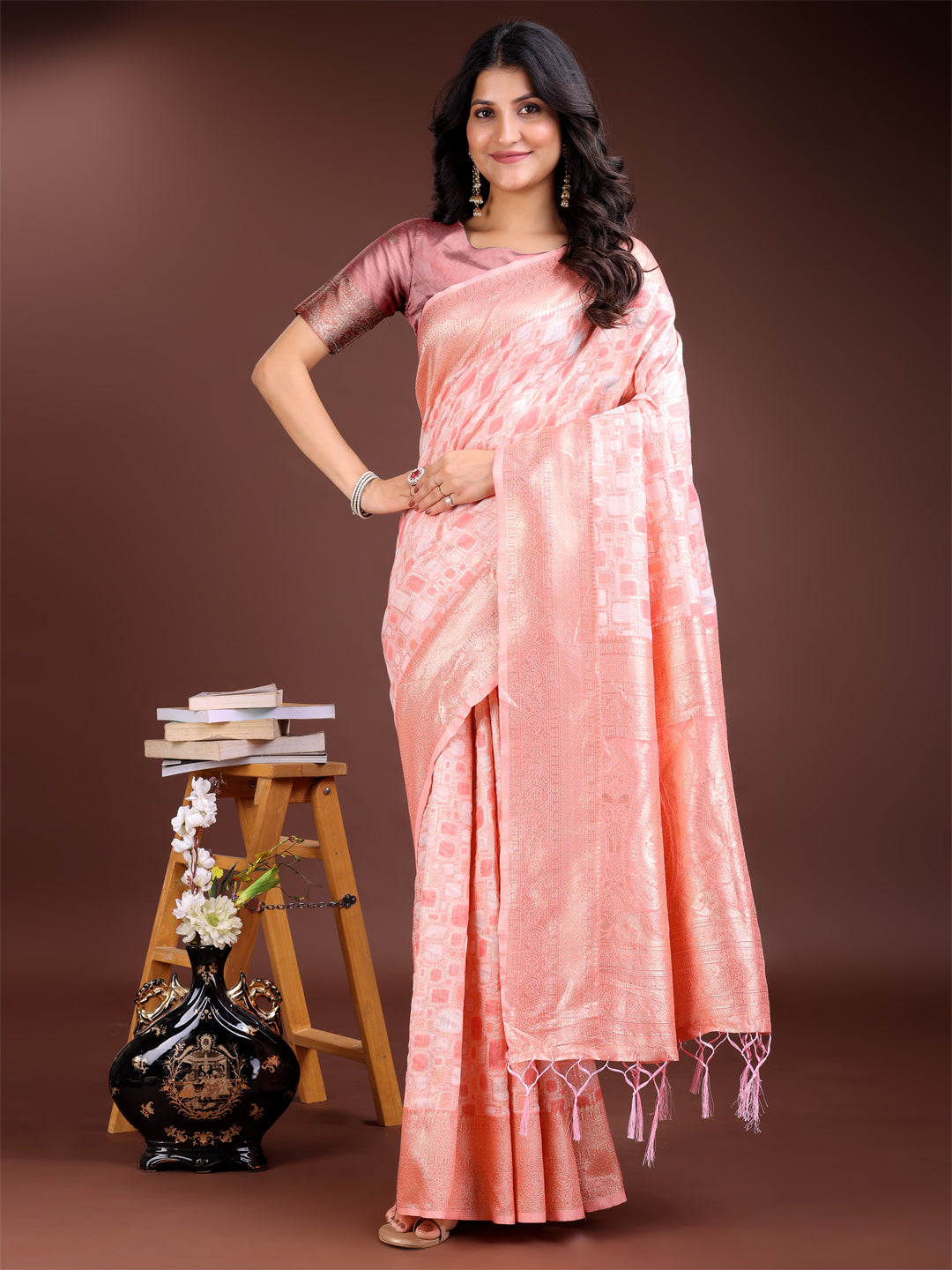 Loom Whisper Linen Cotton Drapes Saree Collection | Ready To Wear SKU - ASMNG1001 to 06