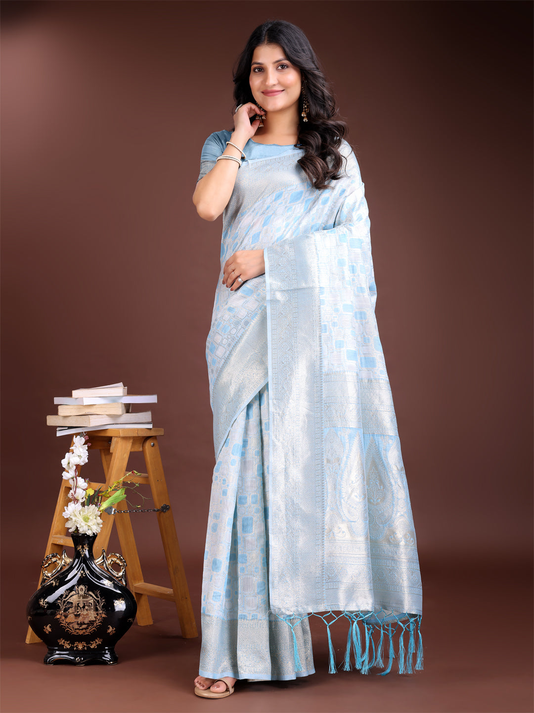 Loom Whisper Linen Cotton Drapes Saree Collection | Ready To Wear SKU - ASMNG1001 to 06