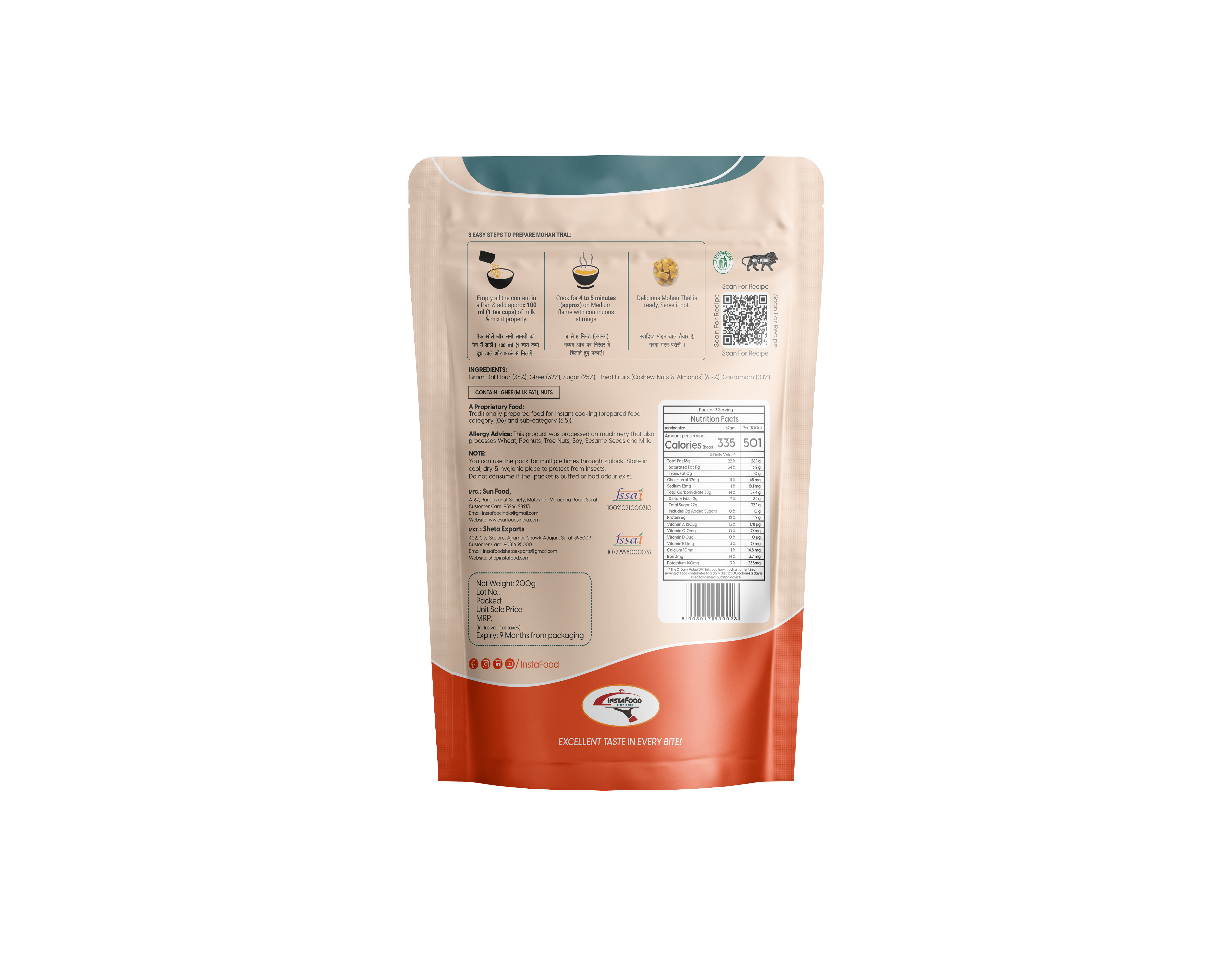 Sheta Exports Mohan Thal – 200 gms | After Cooking Gets 300 gms to Serve | Ready To Eat