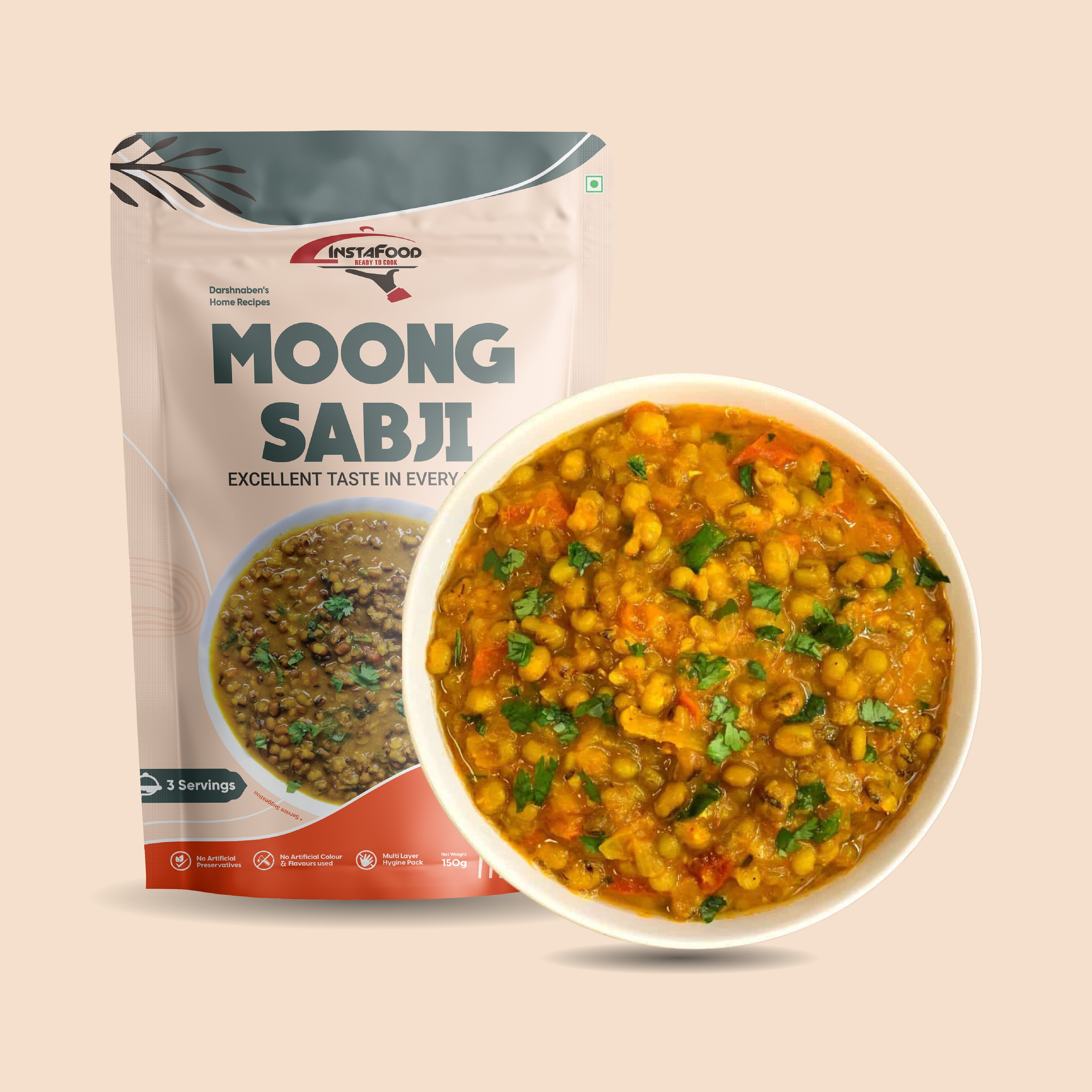 Sheta Exports Moong Sabji – 150 gms | After Cooking Gets 700 gms to Serve | Ready To Eat