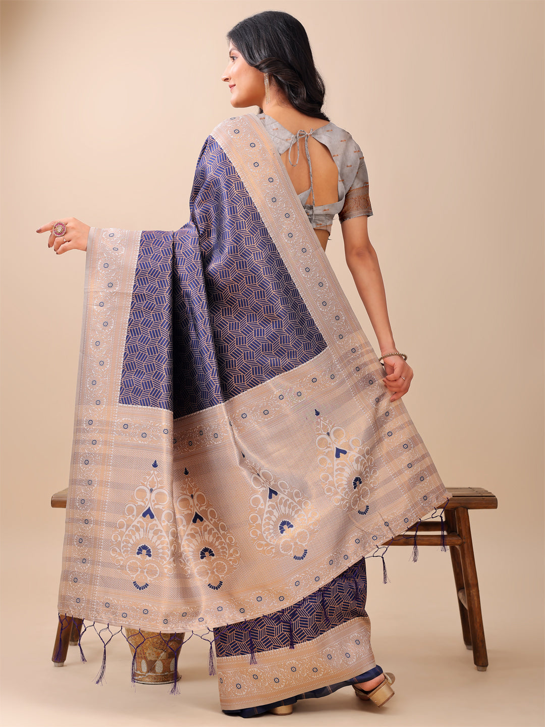 Radha Rachna Saree | Navy Blue Color | Ready To Wear SKU-ASMIS1002