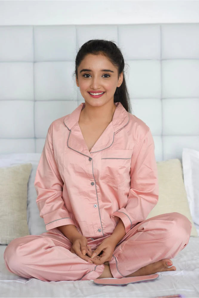 Beautiful Peach Notched Collar Cotton | Ready to Wear