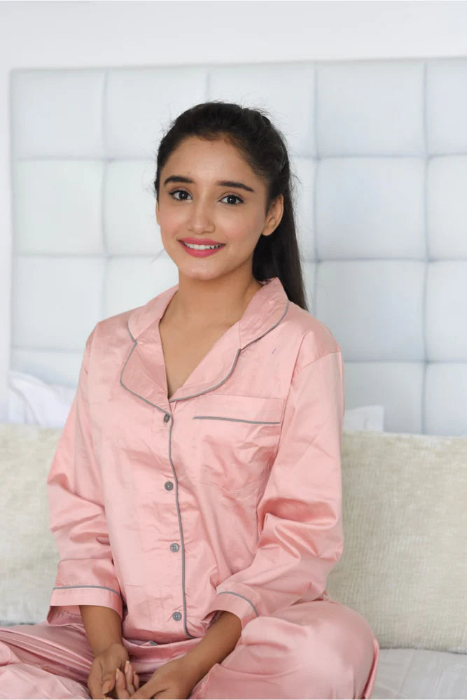 Beautiful Peach Notched Collar Cotton | Ready to Wear