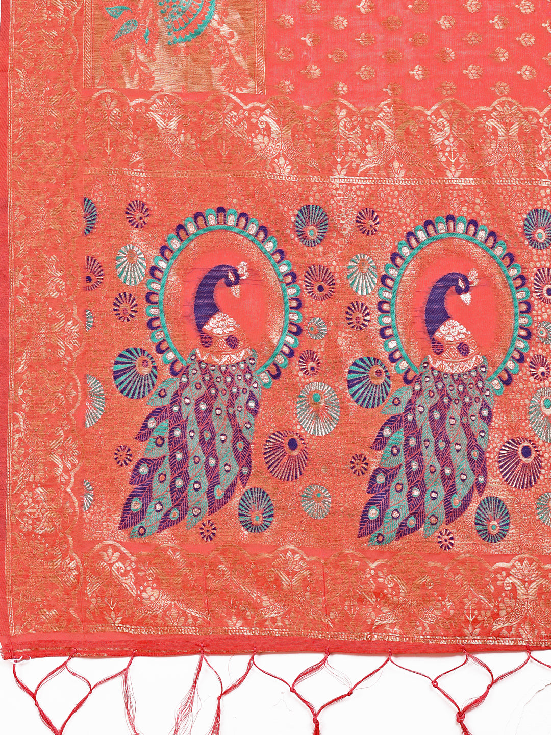 Gulmohar Gaze Saree | Peach Color | Ready To Wear SKU-ASZRE1004