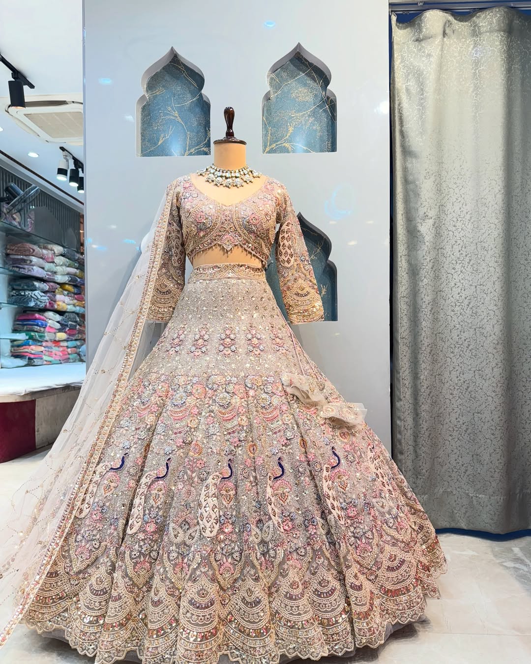 Peach Color Net Coding Work Lehenga Choli | Ready To Wear