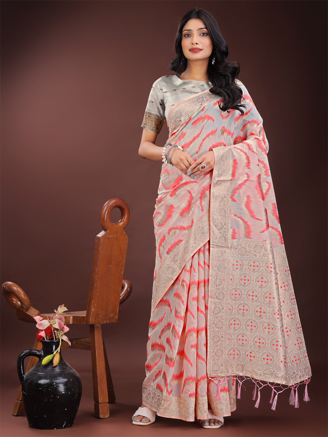 Beautiful Neel Tara Linen Cotton Sarees Collection| Ready To Wear SKU- ASLIQ4001 to 04