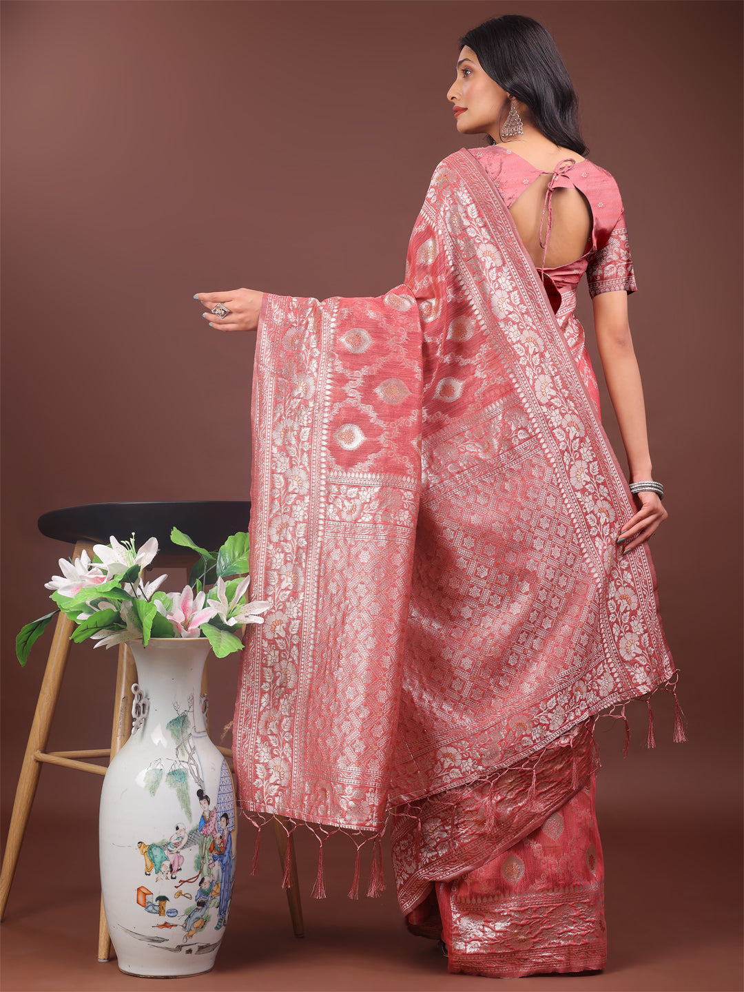 Baag-e-Bahar Linen Cotton Drapes Sarees Collection | Ready To Wear SKU- ASZAR1001 to 06
