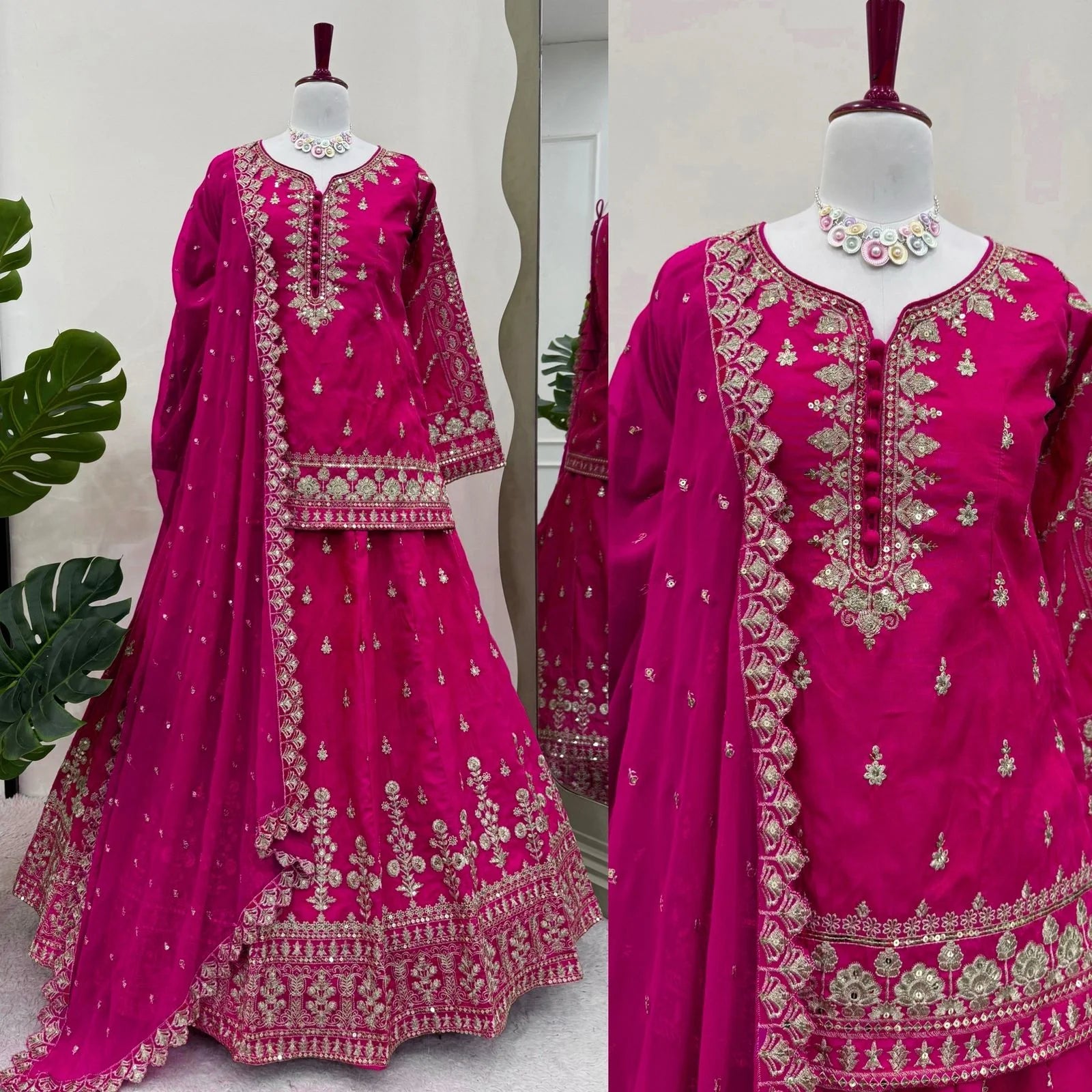 Pink Color Simran Silk Stitched Top With Lehenga Dupatta | Ready To Wear