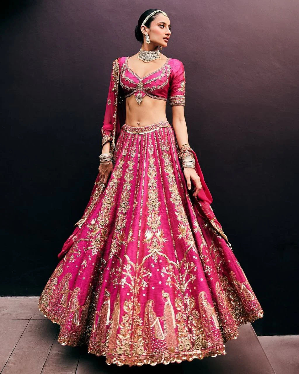 Pink Color Tafeta Silk Embroidered Lehenga Choli | Ready To Wear Code : HC-1037