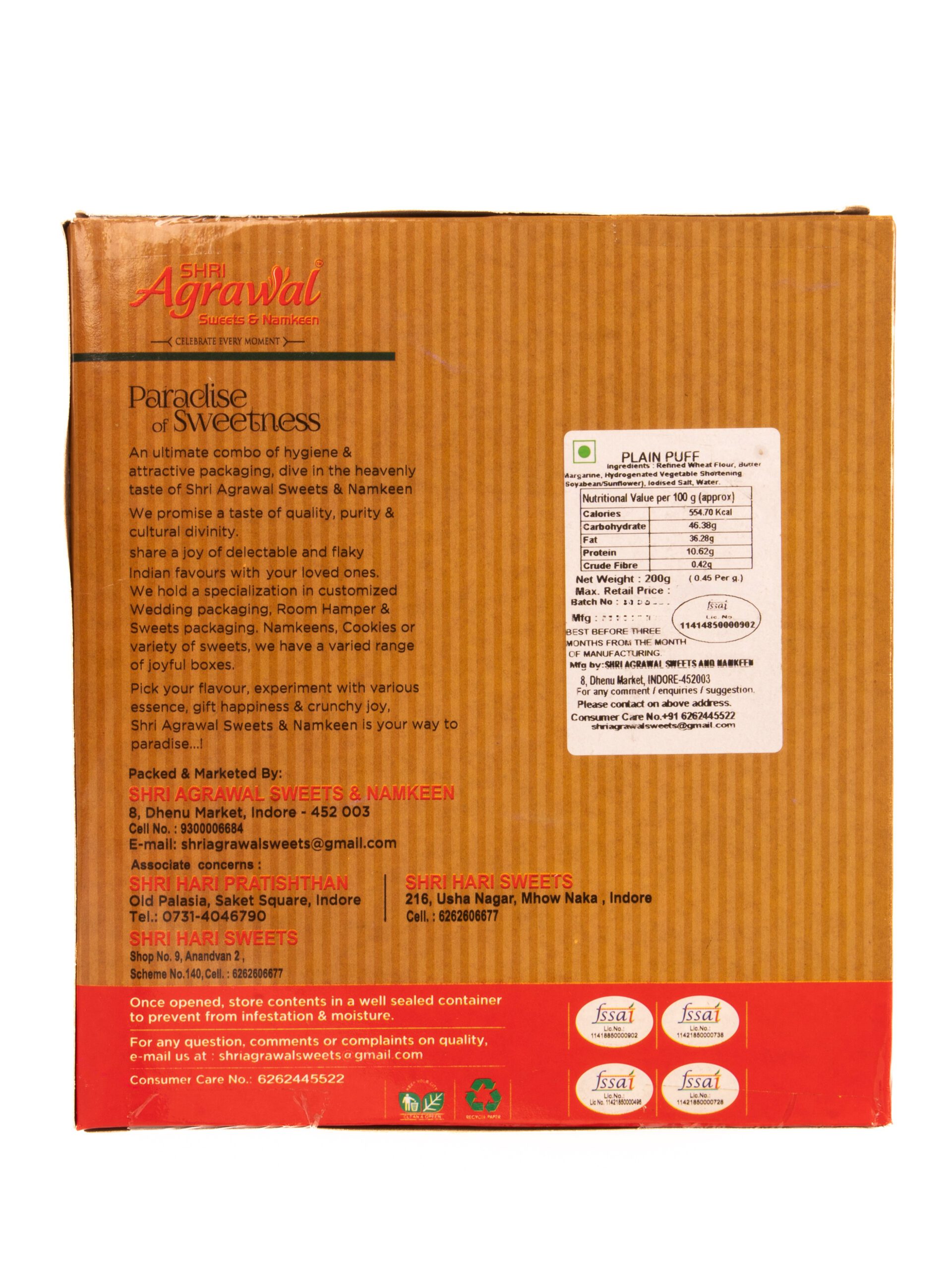 Shri Agrawal Sweets & Namkeen Plain Puff - 200 gms