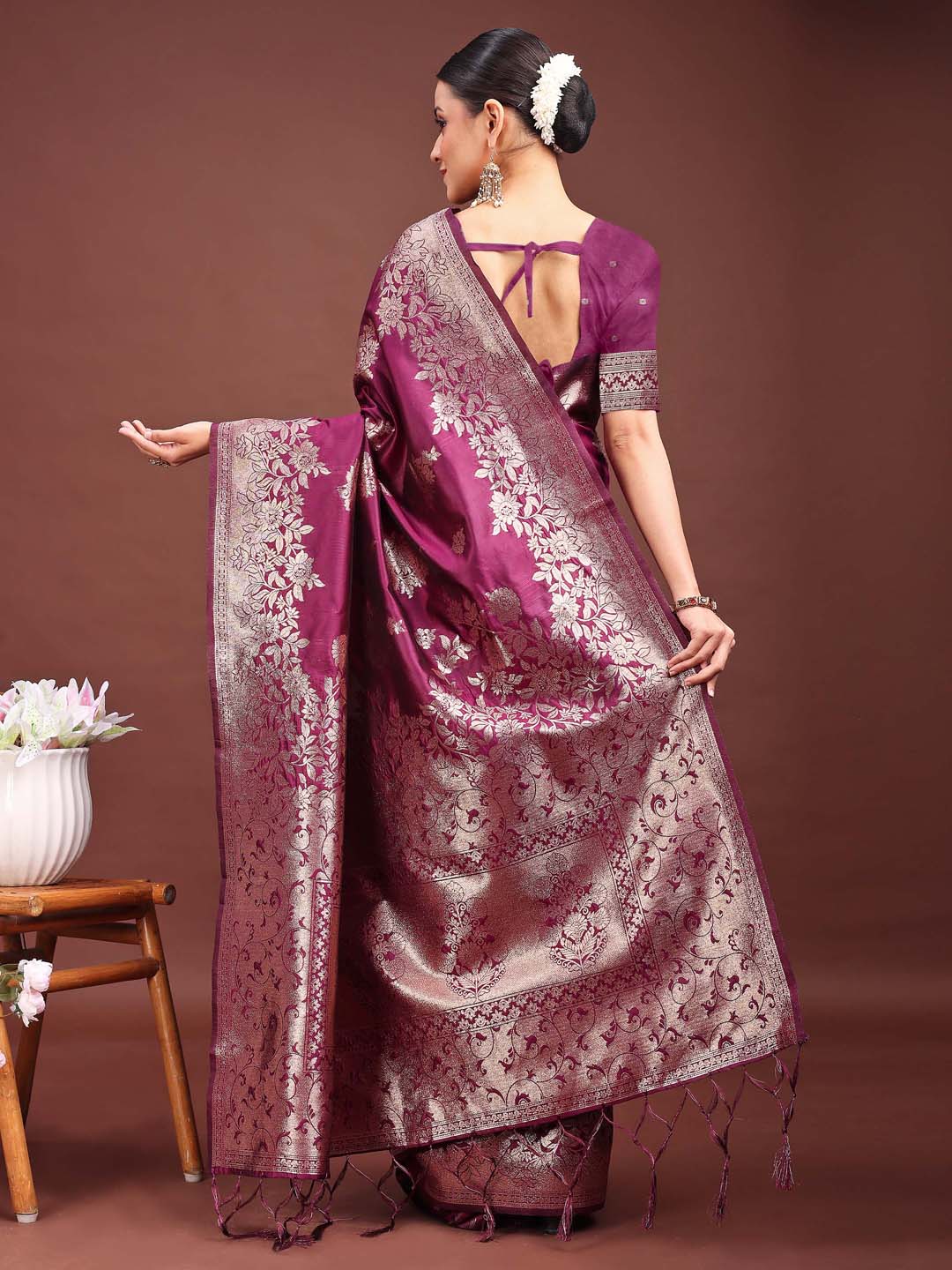 Beautiful Shahi Saaj Saree | Purple Color| Ready To Wear SKU- ASSIL1002