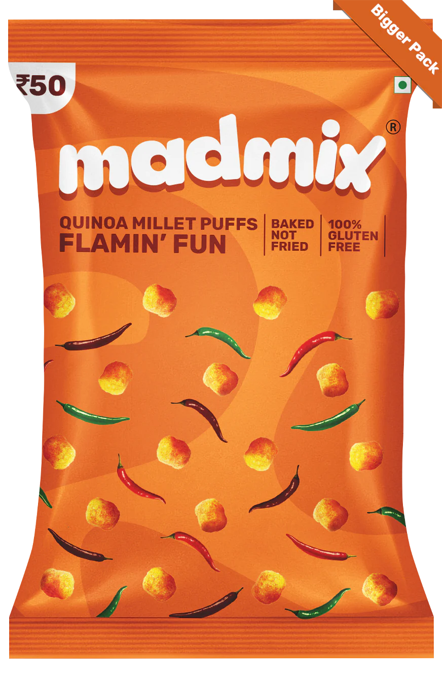 Madmix Quinoa Millet Puffs Flamin Fun 6 x 50 gms - 300 gms