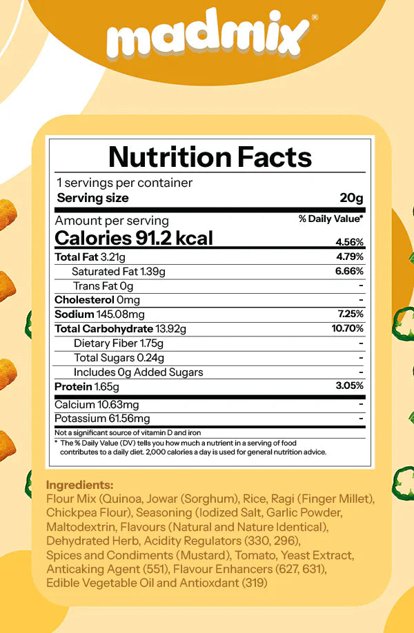 Madmix Quinoa Millet Puffs Pizza Party 6 x 50 gms - 300 gms