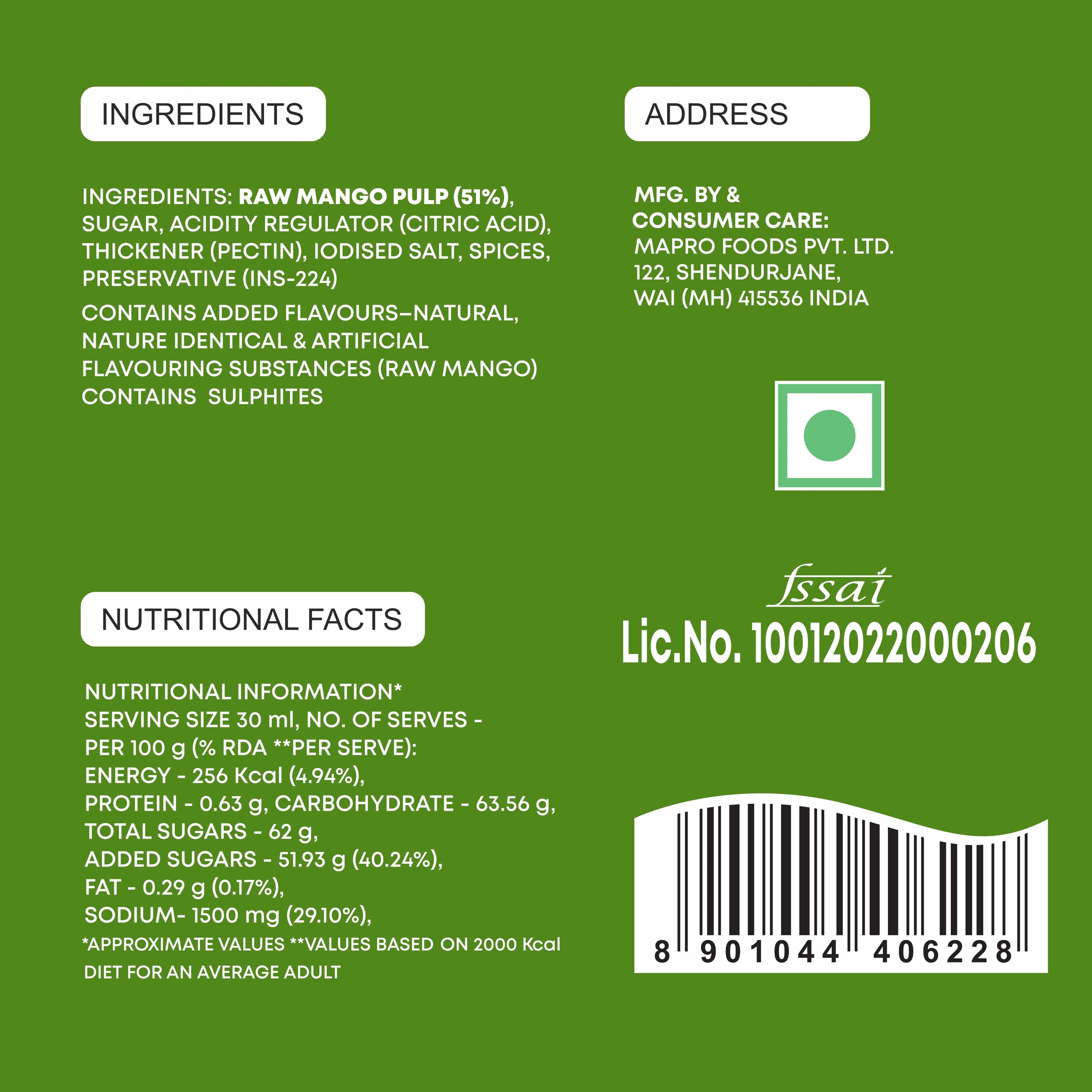 Mapro Raw Mango Fruit Crush - 750 ml