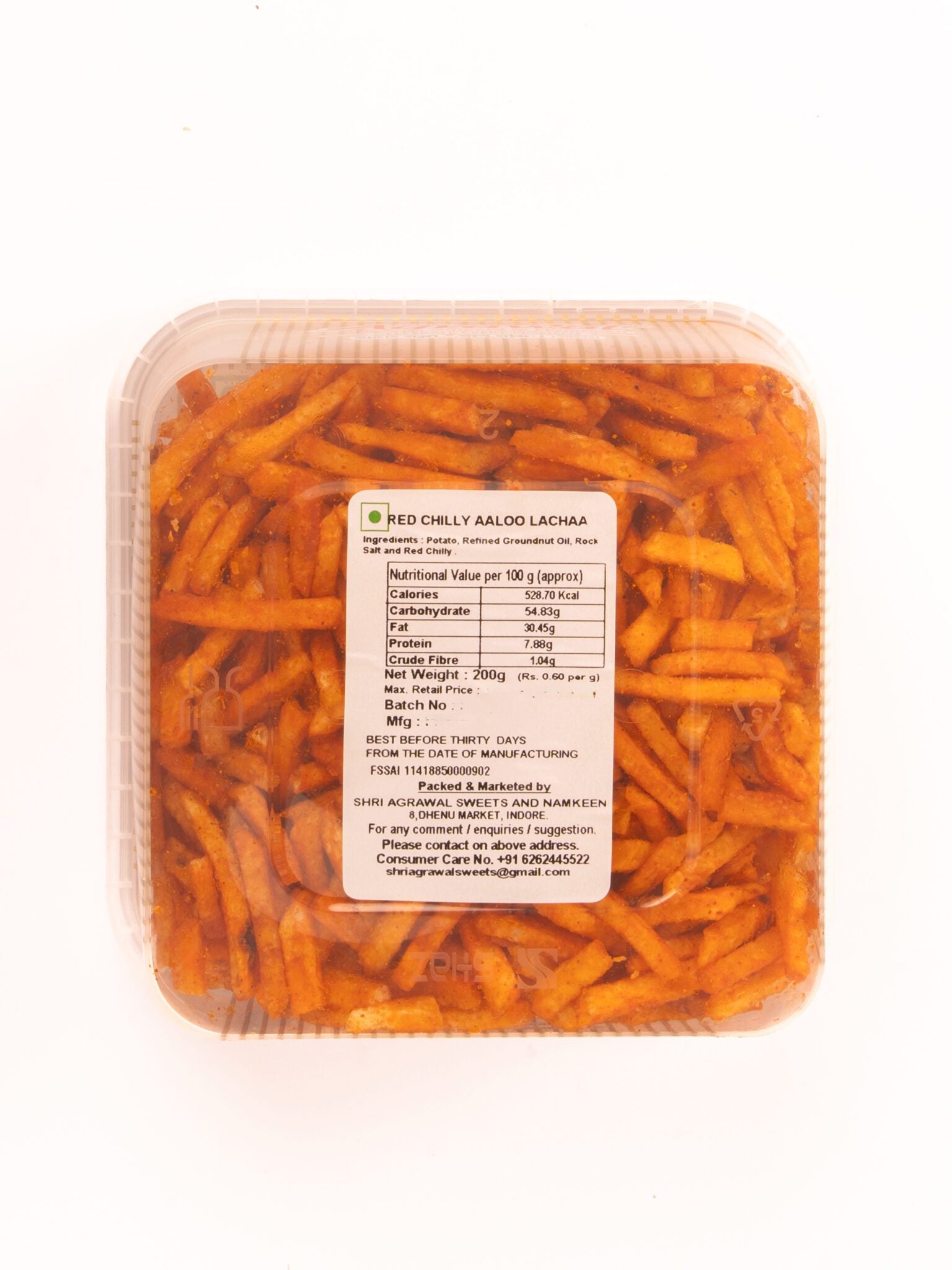 Shri Agrawal Sweets & Namkeen Red Chilli Aaloo Laccha - 400 gms