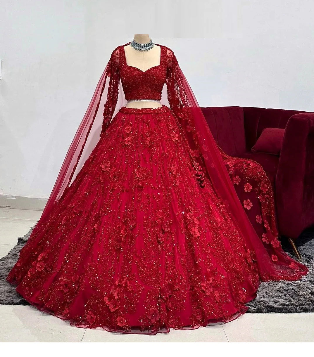 Red Color Soft Net Embroidered Lehenga Choli | Ready To Wear