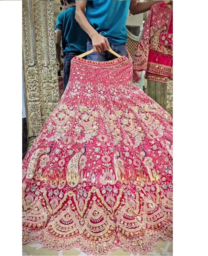 Red Color Soft Net Coding Embroidered Work Lehenga Choli | Ready To Wear