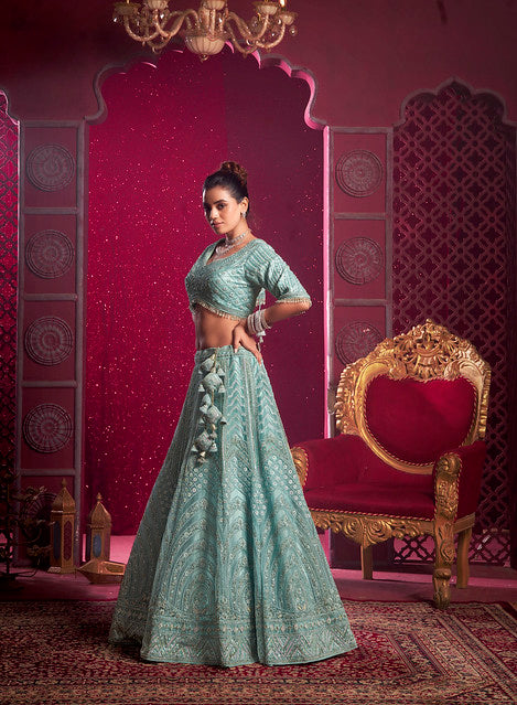 Beautiful Premium Net With Zarkan Sequance Lehenga | Ready To Wear Code-9018