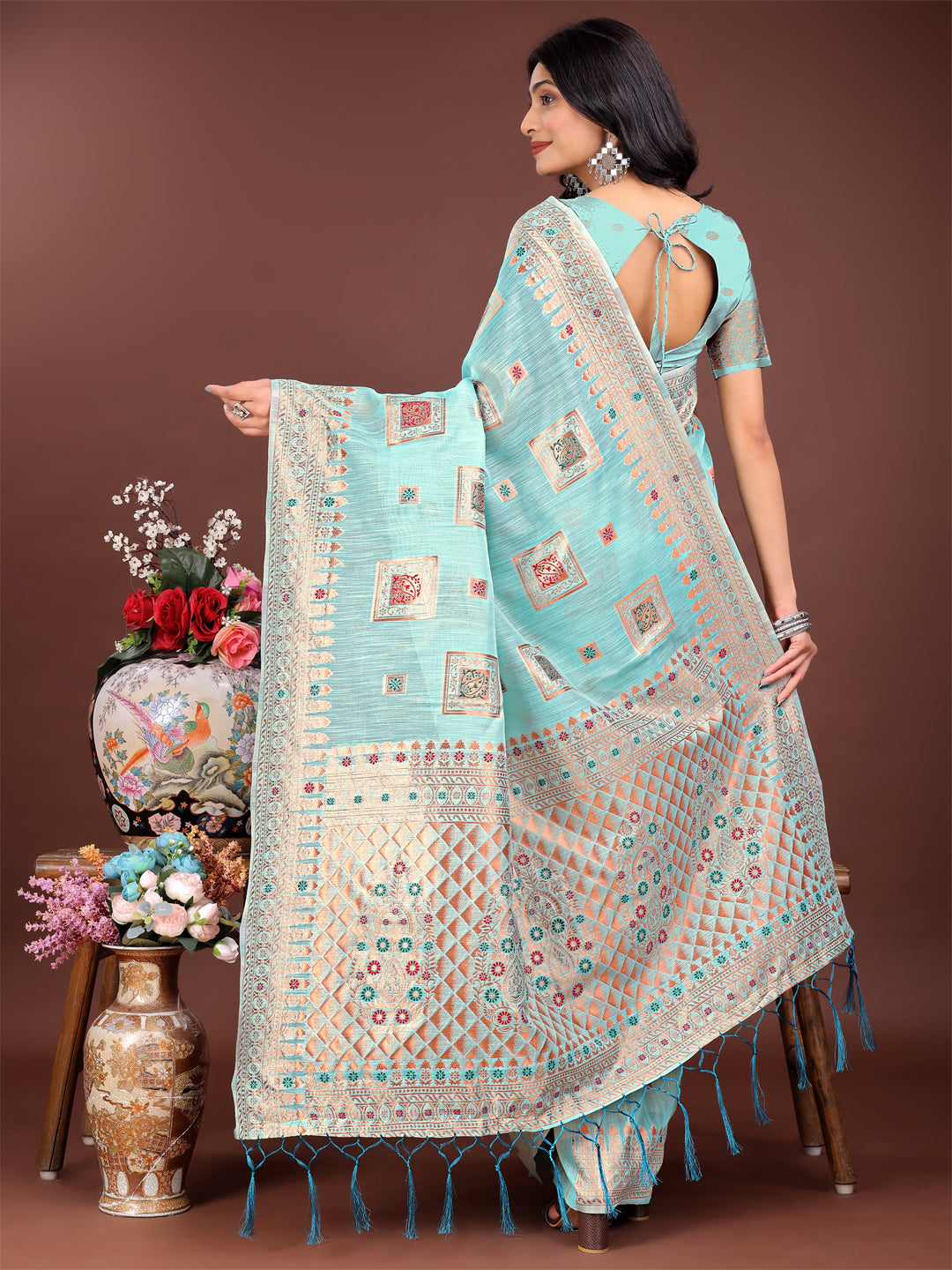 Anokhi Aanchal Saree | Sea Green Color | Ready To Wear SKU-ASNAZ2002