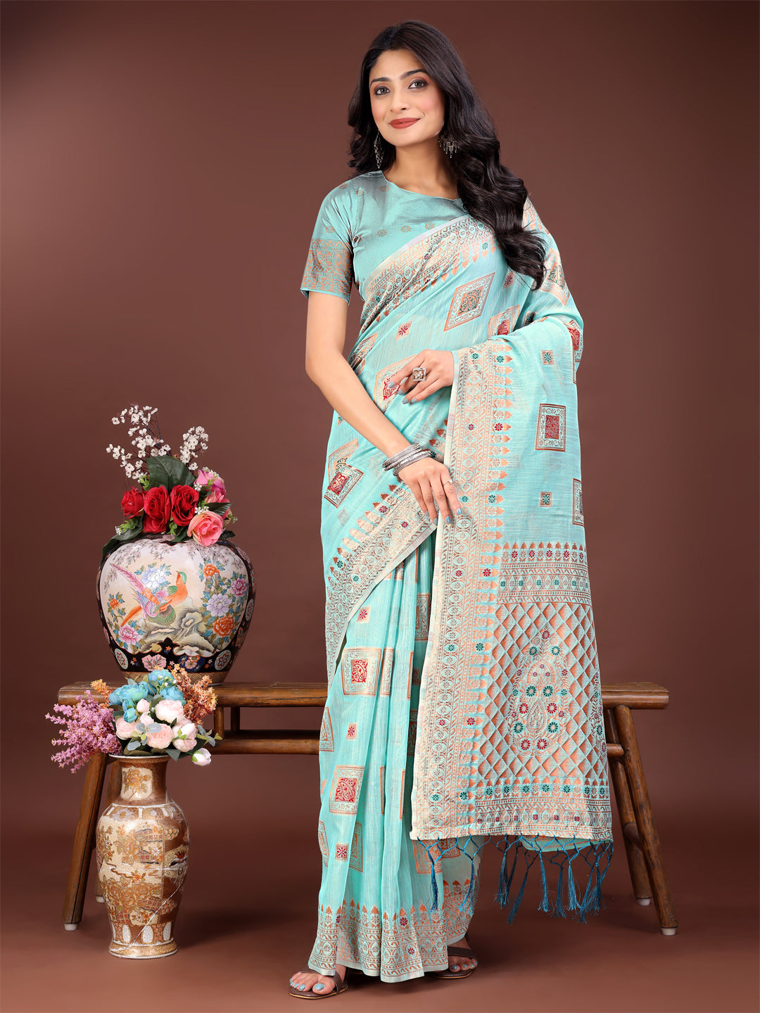 Anokhi Aanchal Saree | Sea Green Color | Ready To Wear SKU-ASNAZ2002