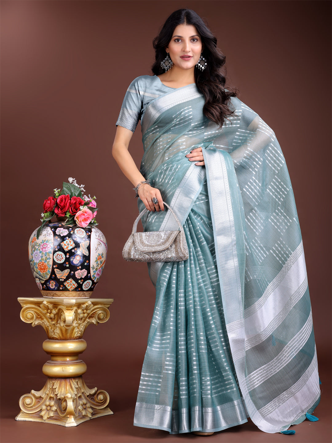 Gulzaar Grace Organza Weaves Sarees Collection | Ready To Wear SKU- SWVEN1001 to 05