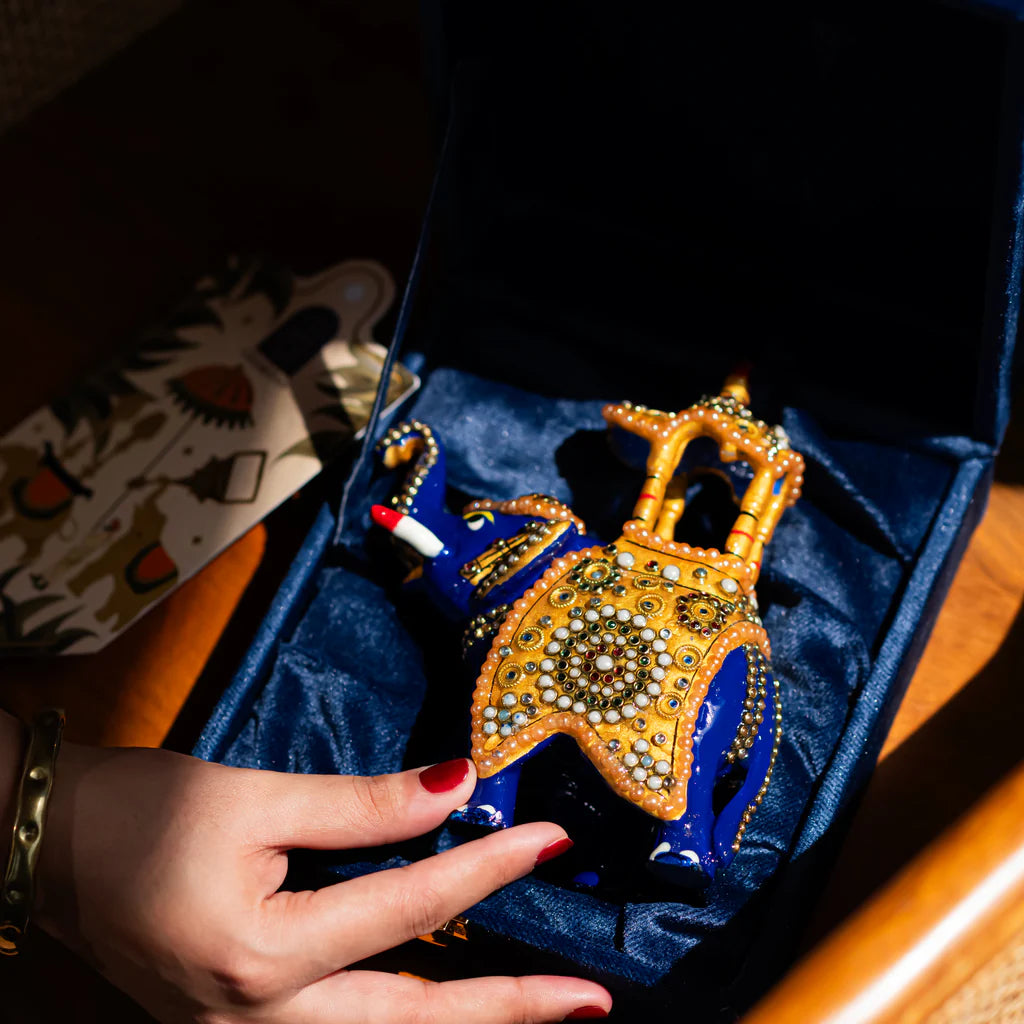 Traditional Ambabari Elephant Statue with Meenakari & Stone Work