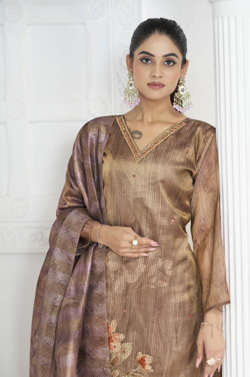 Pure Heavy Tissue Silk Suit Set | Ready To Wear