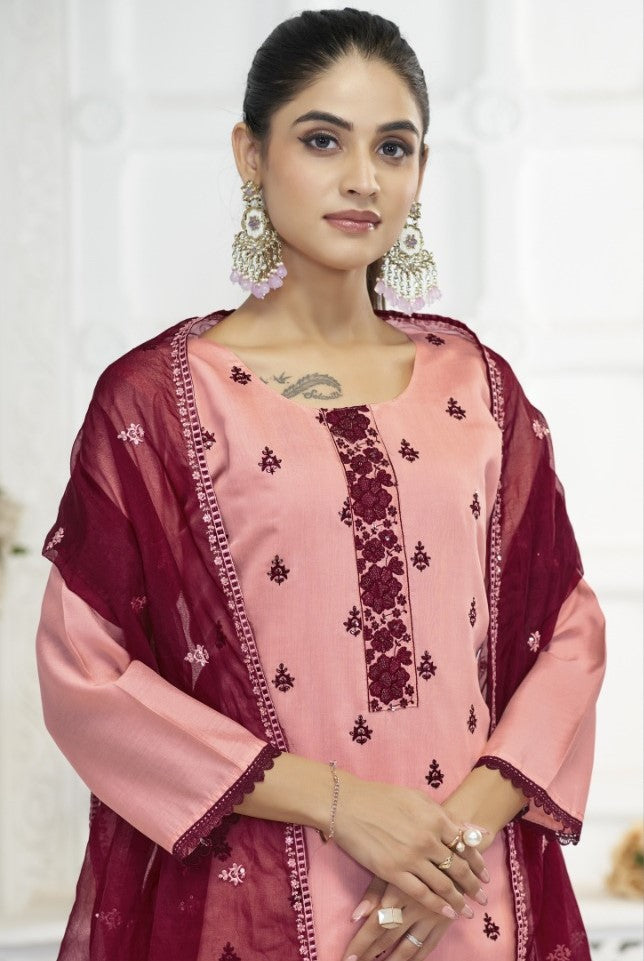 Pure Roman Silk Beautiful Suit Set | Ready To Wear