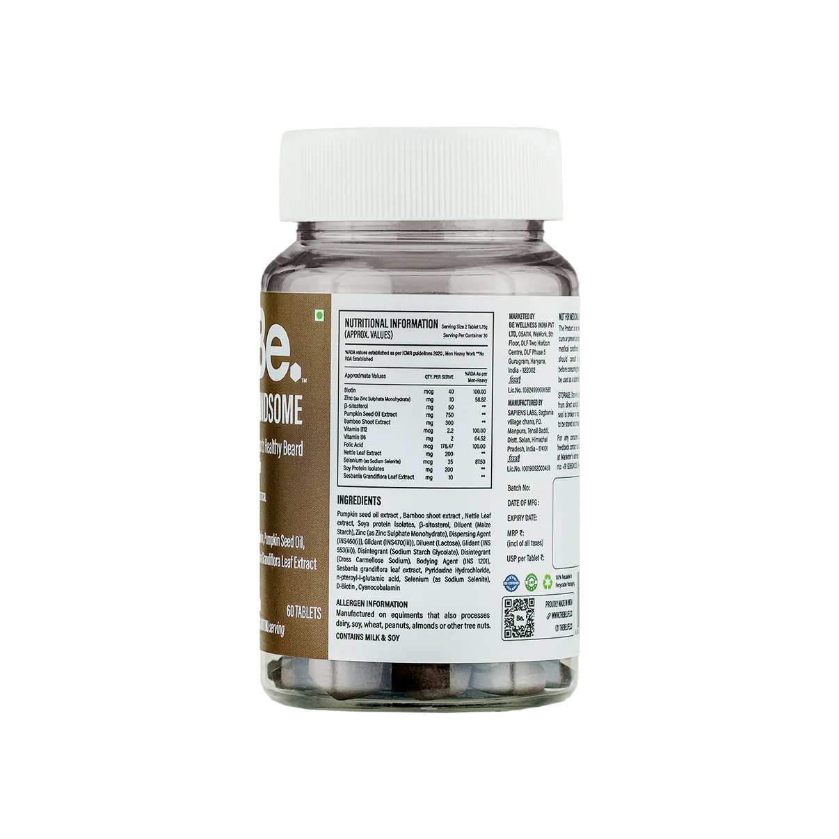 The Be Life Support Healthy Beard & Hair - 60 Tablets