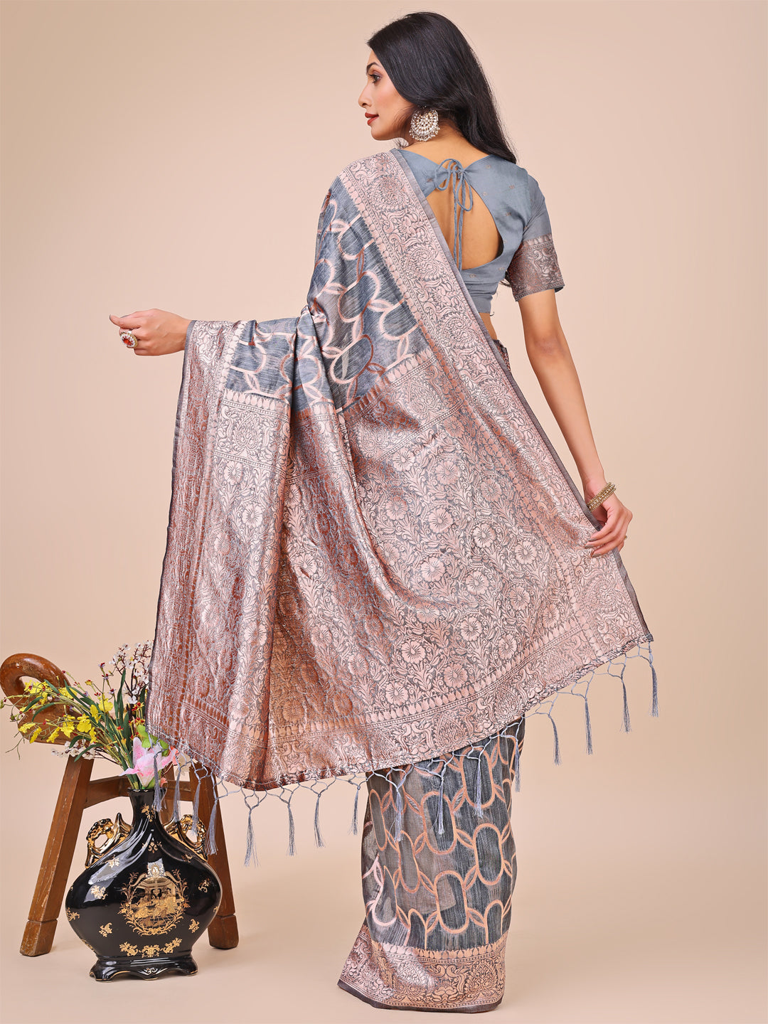 Saaz-e-Sukoon Linen Cotton Series Sarees Collection | Ready To Wear SKU - ASSUR1001 to 06