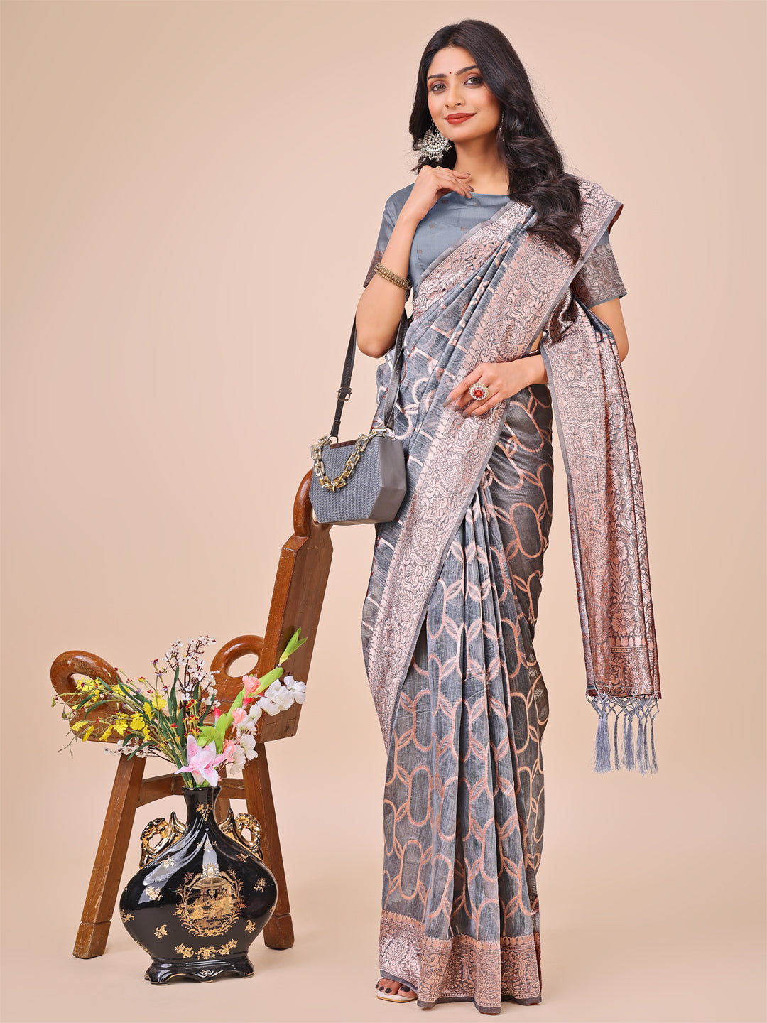 Saaz-e-Sukoon Linen Cotton Series Sarees Collection | Ready To Wear SKU - ASSUR1001 to 06