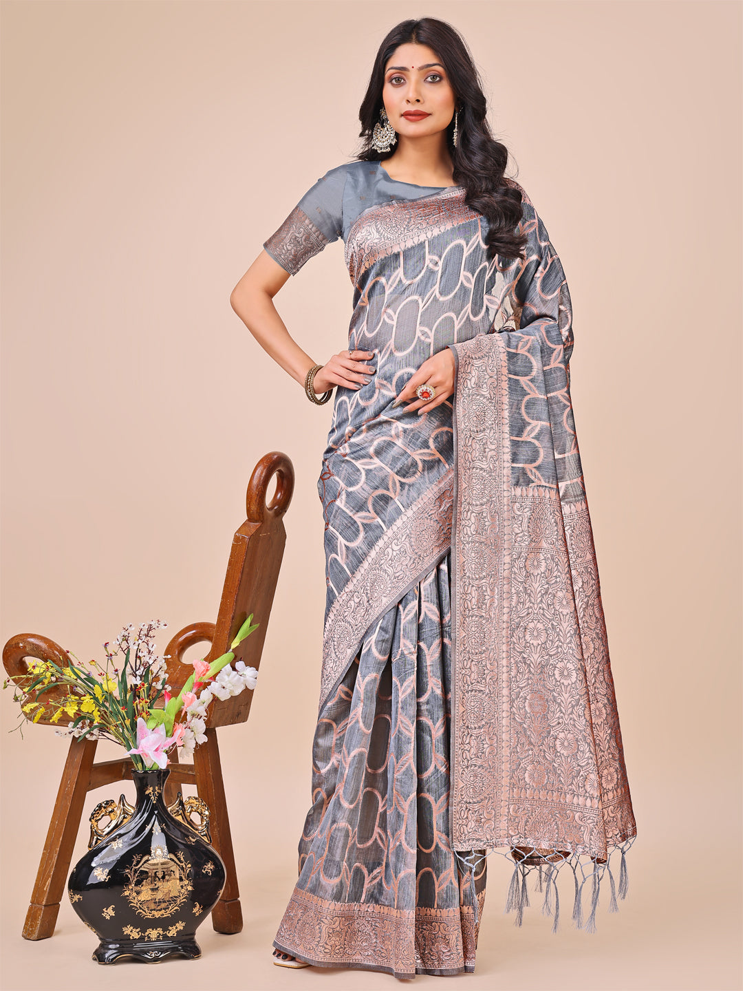 Saaz-e-Sukoon Linen Cotton Series Sarees Collection | Ready To Wear SKU - ASSUR1001 to 06