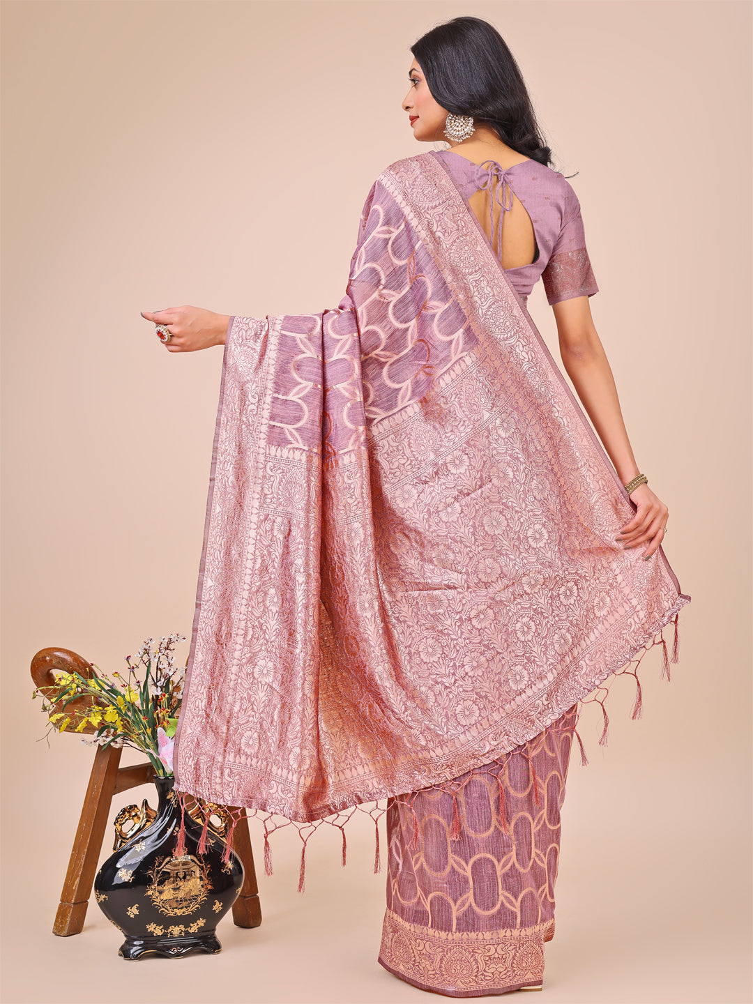 Saaz-e-Sukoon Linen Cotton Series Sarees Collection | Ready To Wear SKU - ASSUR1001 to 06
