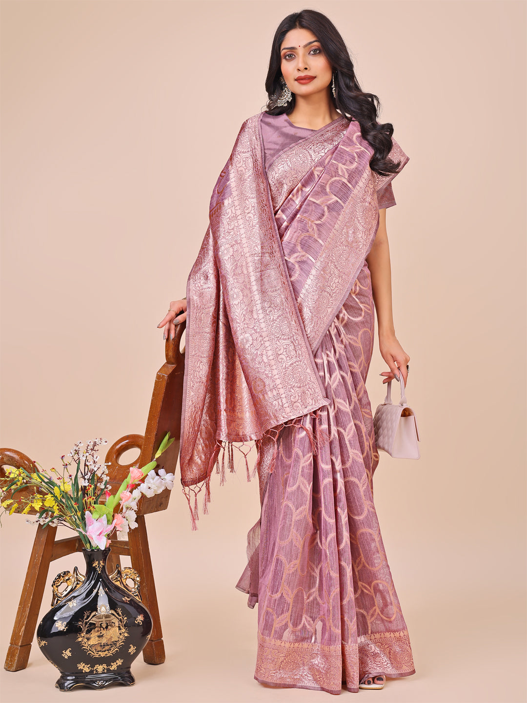 Saaz-e-Sukoon Linen Cotton Series Sarees Collection | Ready To Wear SKU - ASSUR1001 to 06