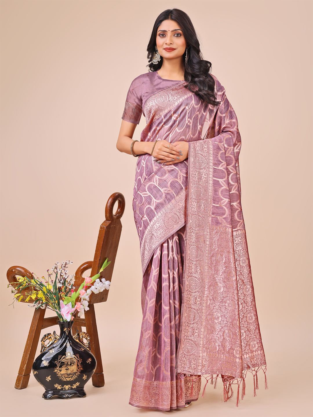 Saaz-e-Sukoon Linen Cotton Series Sarees Collection | Ready To Wear SKU - ASSUR1001 to 06