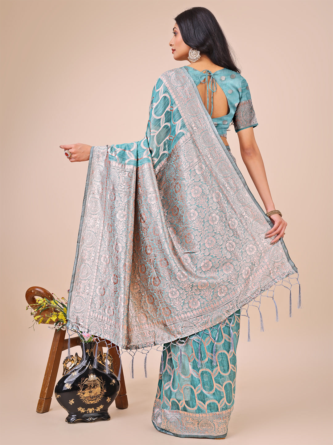 Saaz-e-Sukoon Linen Cotton Series Sarees Collection | Ready To Wear SKU - ASSUR1001 to 06